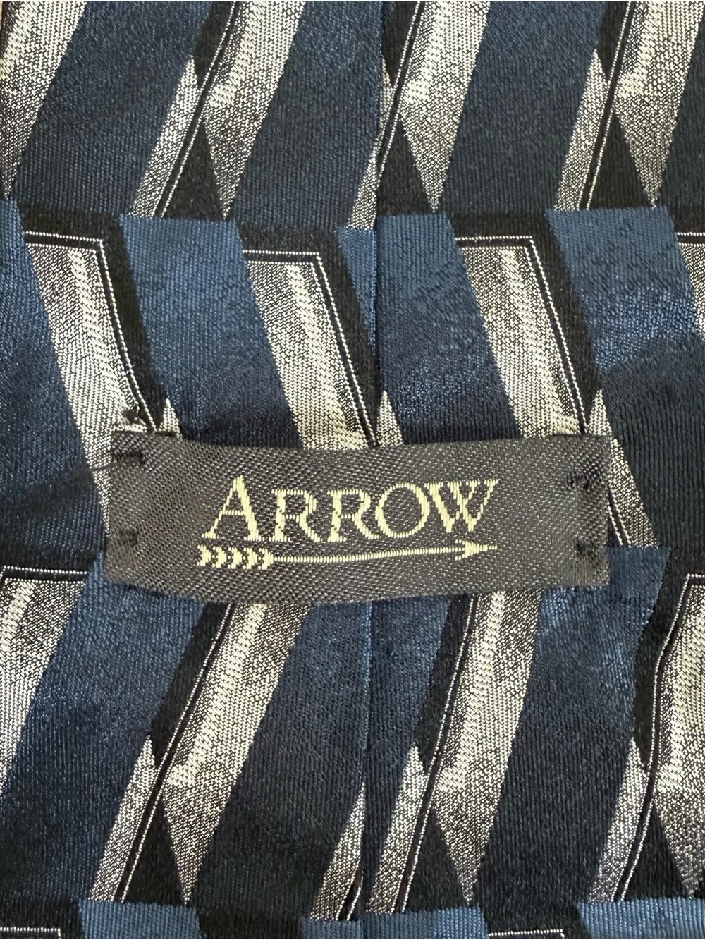 Vintage Arrow Navy and Silver Wave Stripe Tie
